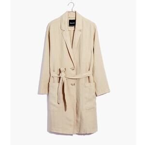 Madewell Linen Belted Oversized Neutral Minimalist Long Blazer Jacket